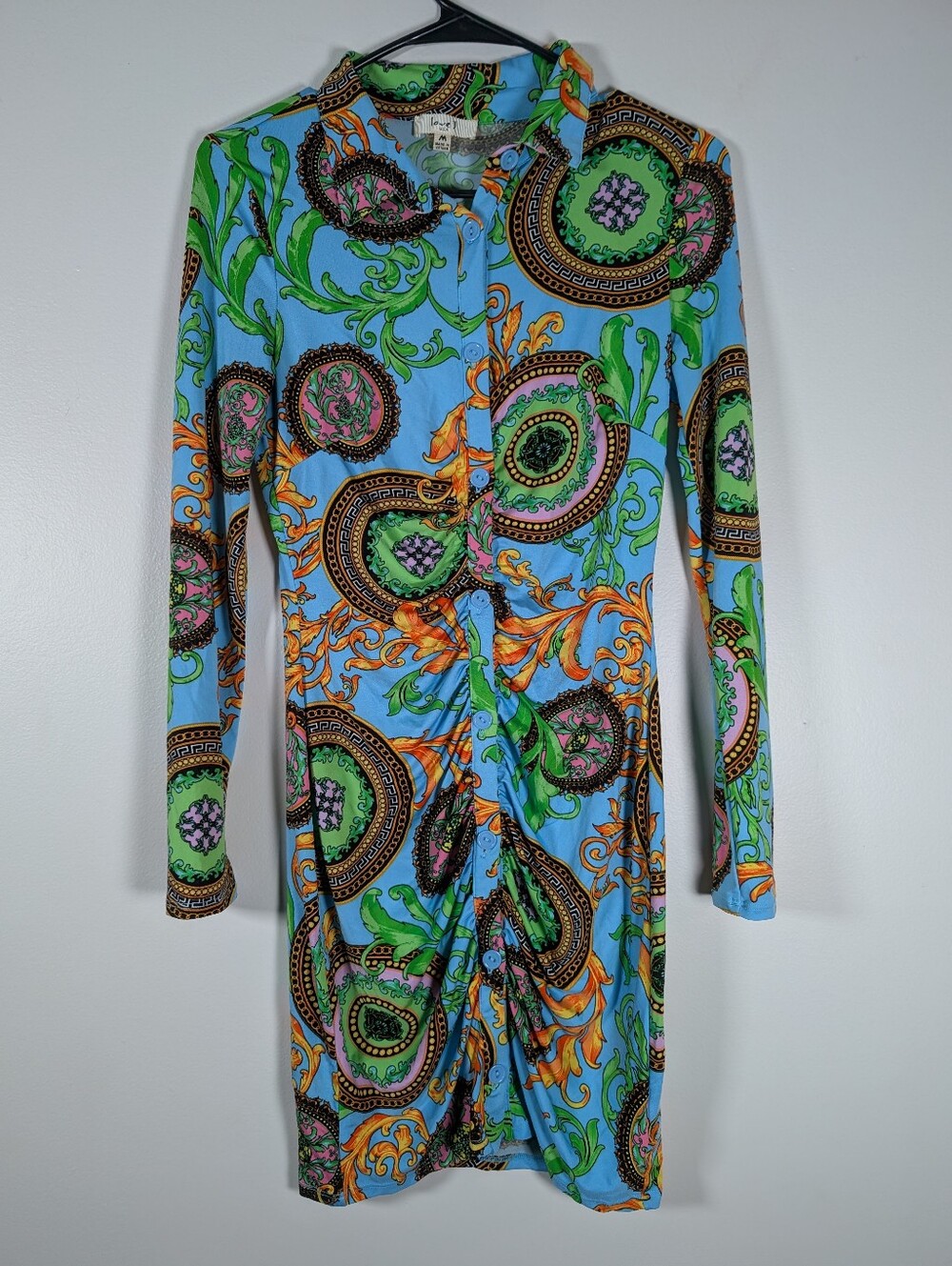 Vibrant Psychedelic Print Button-Front Dress By Love J USA